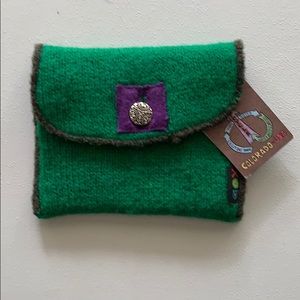 Boiled Soft Wool Small Clutch in Kelly Green